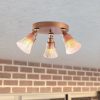 Modern réz csillár, 48 cm átmérő, fém test és fa talp, 3 x E27 Max 40 W, elegáns skandináv dizájn otthoni és irodai világításhoz