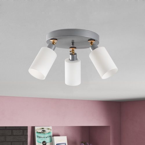 Elegáns skandináv csillár, ezüst kivitel, 50 cm átmérő, 26 cm magasság | MDF ház, üvegkupak, 3 x E27 Max 40W | Stílusos világítás modern terekbe