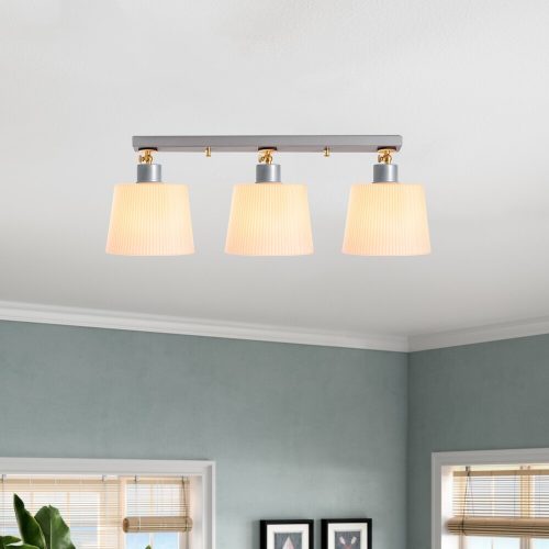 Elegáns skandináv csillár, ezüst kivitel, 68 cm átmérő | MDF ház, üvegkupak, 3 x E27 Max 40W | Stílusos világítás modern terekbe