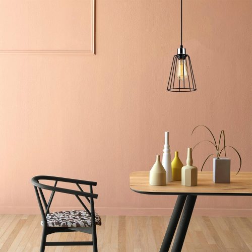 Ipari fekete csillár, fém test, 15 cm átmérő, 116 cm magasság, állítható, E27 foglalat, elegáns, nosztalgikus dizájn modern terekhez