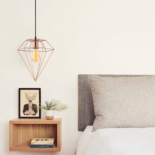 Elegáns rézcsillár, 30 x 30 cm, magasság 128 cm | Állítható, fém ház, E27 aljzat, max 40W | Elbűvölő világítás modern terekbe
