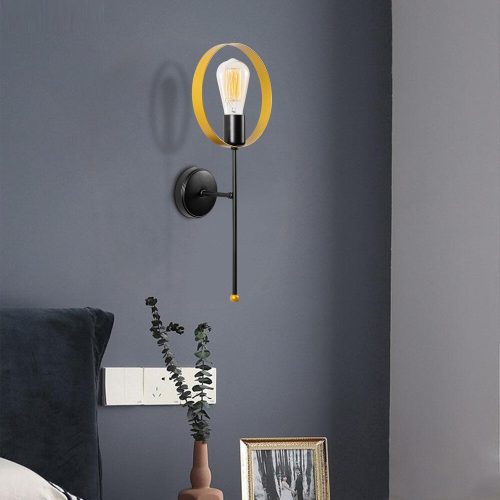 Modern fali lámpa, arany és fekete, 50 cm magasság | Vastest, E27 aljzat, IP20 | Stílusos világítás otthoni és irodai használatra, egyedi, újszerű design