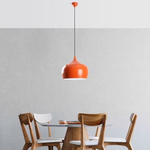Stílusos narancssárga csillár, állítható magasság 36-125 cm, fém test, Ø28 cm árnyékoló, E27 aljzat, tökéletes modern lakóterekbe, IP20 besorolás