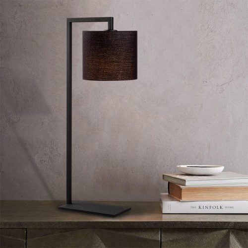 Modern ipari asztali lámpa, fekete fém ház, 65 cm magas, szövet sapka, E27 aljzat, 40 W Max, 200 cm kábel, stílusos otthoni és irodai dekorációhoz