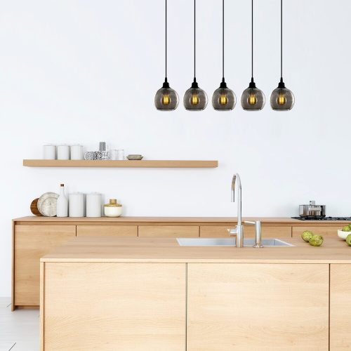 Skandináv Nosztalgia csillár, Füstszín, 85 x 85 cm, Magasság 114 cm | Fém ház, állítható magasságú, 5 x E27 Max 40W | Elegáns világítás modern terekbe
