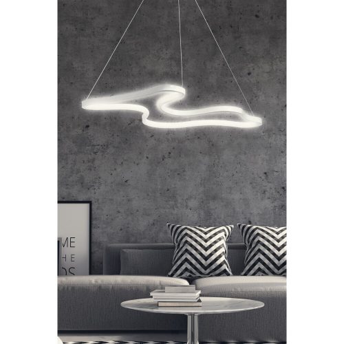 Állítható fehér LED csillár, alumínium ház, 35 x 46 x 2 cm | 0-80 cm Magasság | Modern dizájn, fényes 6500K fény otthoni és irodai használatra