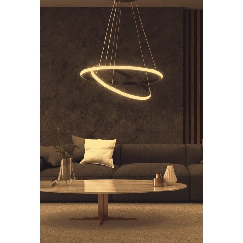 Elegáns fekete csillár, 0-80 cm-ig állítható magasságú, alumínium ház, LED 4000K, 30-40 cm átmérő | Modern világítás otthoni és irodai dekorációhoz