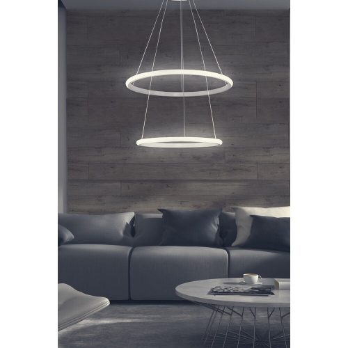 Elegáns állítható csillár, alumínium test, 30-40 cm átmérő, 0-80 cm magasság | Fehér elektrosztatikus bevonat, LED 6500K, 40-60W | Modern világítási megoldás