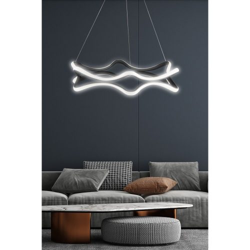 Állítható fekete csillár, alumínium test, 50 x 50 x 10 cm | LED 6500K, 60-80W | Modern design, tökéletes otthoni és irodai világításhoz