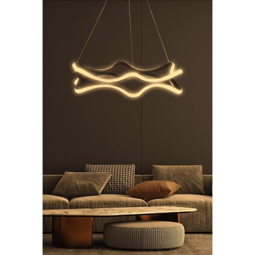 Állítható fekete csillár, alumínium test, 50 x 50 x 10 cm | LED 4000K, sárga fény, 60-80 Watt | Modern design elegáns terekhez