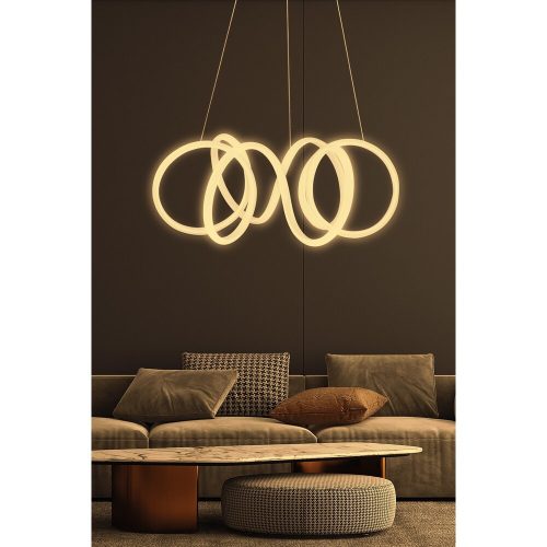 Elegáns állítható csillár, fehér alumínium test, 55 x 55 x 20 cm | LED 4000K, sárga fény, 60-80W | Tökéletes a modern lakberendezéshez