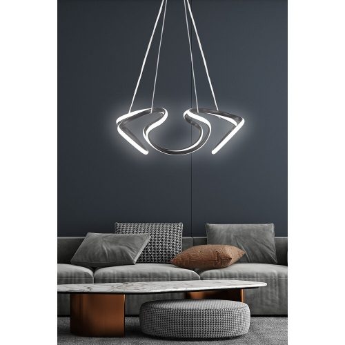 Elegáns fekete csillár, állítható magasság 0-80 cm, 55 x 55 x 20 cm, alumínium ház, LED 6500K, 60-80 Watt | Modern világítás otthoni és irodai használatra