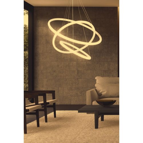 Elegáns állítható csillár, fehér alumínium test, 30/40/50 cm átmérő, LED 4000K, 60-80W | Modern világítás otthoni és irodai dekorációhoz