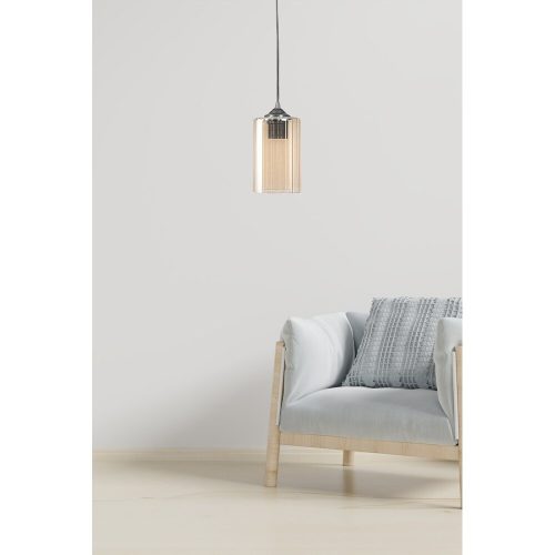 Elegáns Sárga Isinglass csillár, 60 cm Magasság | 10 cm sapka átmérő, E27 aljzat, IP20 | Tökéletes modern lakóterekbe és étkezőkbe