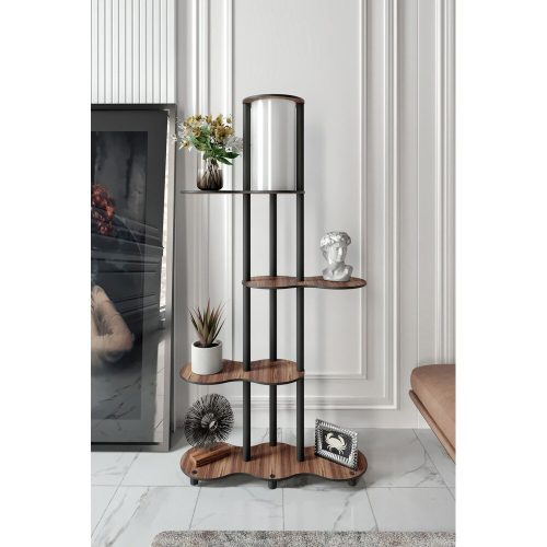 Elegáns diófa állólámpa, 150 cm Magasság | Kézműves papír és MDF test, PVC kupak (17 cm átmérő) | E27 aljzat, max 40W | Stílusos világítás otthoni és irodai használatra