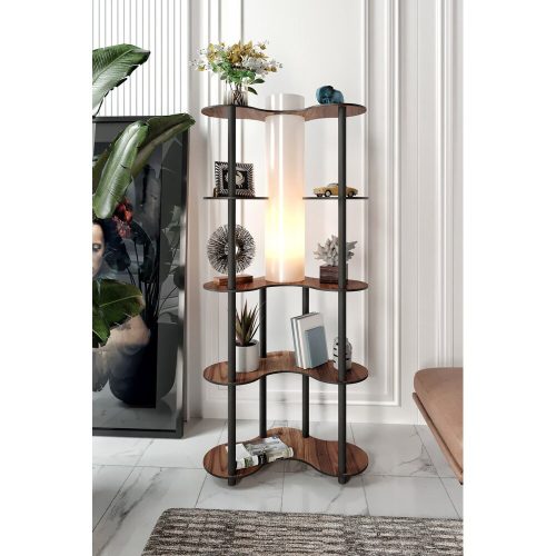 Elegáns diófa állólámpa, 150 cm magas, kézműves papír és MDF ház, 1 x E27 aljzat (max. 40 W), stílusos világítás a modern lakberendezéshez, IP20 besorolás