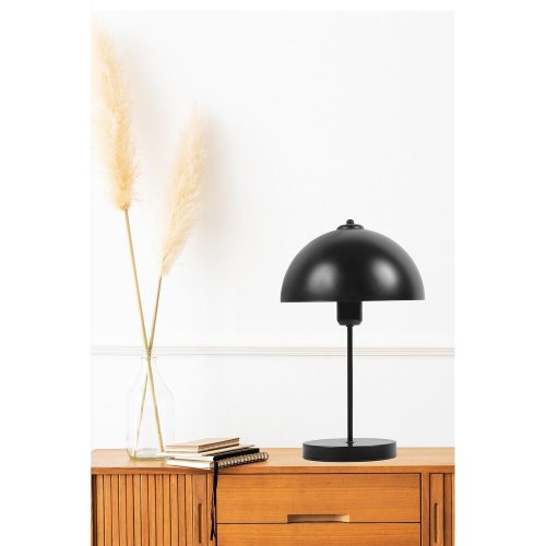 Elegáns fekete asztali lámpa, fém ház, 40 cm magasság, 25 cm sapka átmérő, E27 foglalat, be-/kikapcsoló kábel | Tökéletes a modern lakberendezéshez