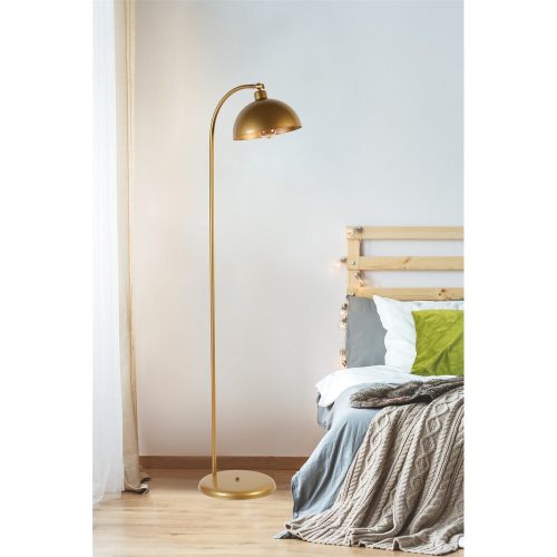 Elegáns arany állólámpa, fém ház, 154 cm magas, 30 cm talp, E27 aljzat, be-/ki kapcsoló, stílusos világítás a modern lakberendezéshez és hangulathoz.
