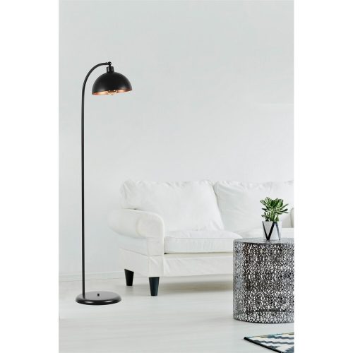 Elegáns fekete állólámpa, 154 cm magas, fém ház statikus sütőfestéssel, 30 cm talp, E27 foglalat, be-/kikapcsoló | Modern dekorációhoz tökéletes