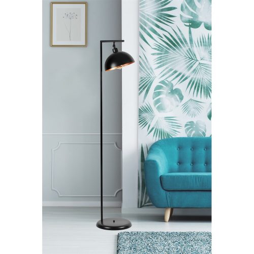 Elegáns fekete állólámpa, 154 cm magas, fém ház statikus sütőfestéssel, 30 cm talp, E27 foglalat, be-/kikapcsoló | Modern dekorációhoz tökéletes