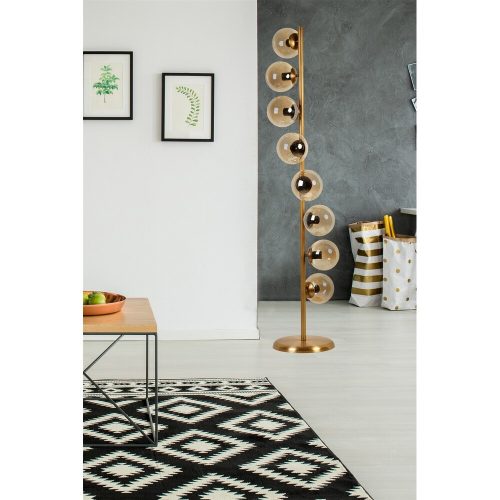 Elegáns arany állólámpa, 155 cm magas, fém ház statikus sütőfestéssel, E27 foglalat Max 40W, 30 cm alaplap | Modern dekorációhoz tökéletes