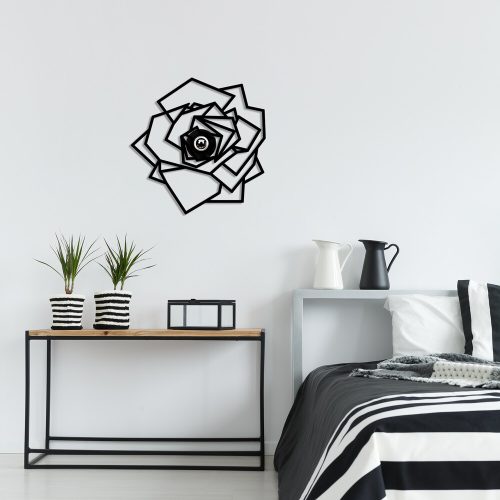 Modern fekete fali lámpa, MDF ház és vas sapka, 40 x 12 x 40 cm | E27 aljzat, max 40W, IP20 | Stílusos virágmintás, tökéletes otthoni dekorációhoz