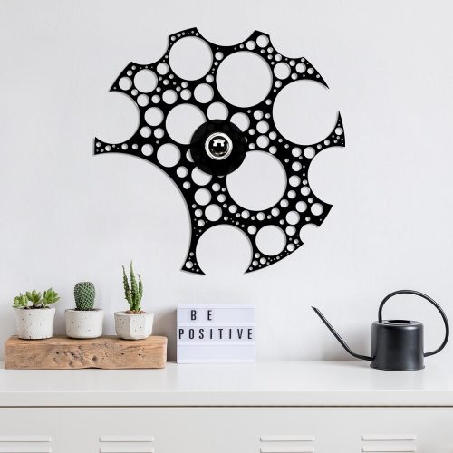 Stílusos fekete fali lámpa, MDF ház és vaskupak, 50 x 12 x 50 cm | E27 aljzat, max 40W | IP20, csatlakoztatható, lézerrel vágott kivitel, elegáns és modern