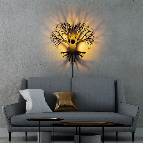 Stílusos fekete falilámpa, 52 x 49 x 9 cm | 100% fém, 40W, IP20, 200 cm Kábel | Be-/kikapcsoló, dugaszolható | Tökéletes a modern lakberendezéshez