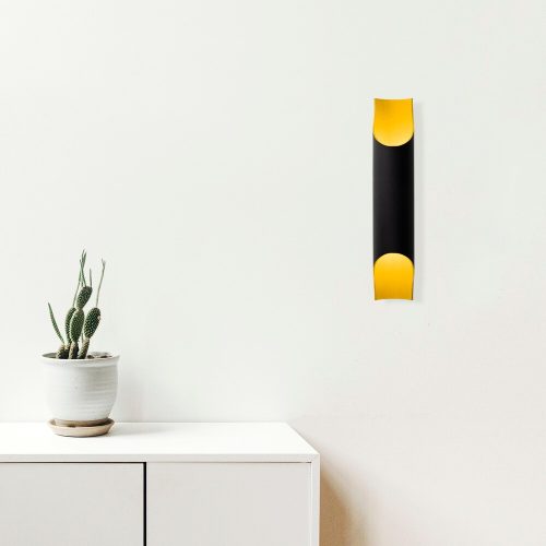 Ipari fali lámpa, fekete fém ház, 8 cm átmérő x 40 cm magasság | E27 aljzat, max 40W | Stílusos világítás szállodákba és modern terekbe