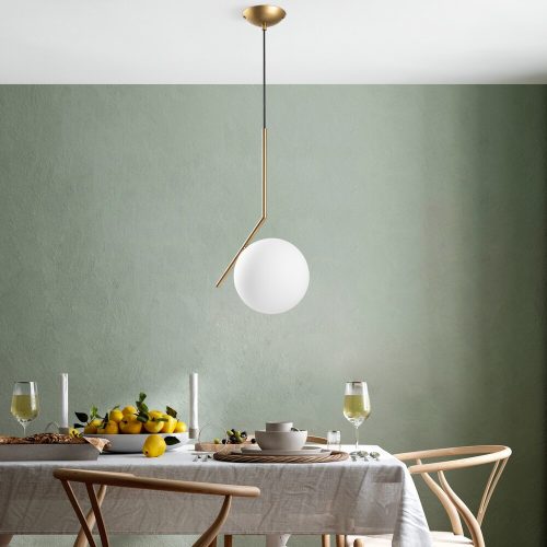 Elegáns arany csillár, állítható magasság 75-115 cm, fém test, Ø25 cm sapka, 1 x G9 aljzat (max. 10 W), tökéletes modern lakóterekbe, IP20 besorolás