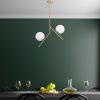 Elegáns arany csillár, fém test, 74 cm magas, 15 cm üvegkupak, 2 x E27 foglalat, nem állítható, IP20 | Tökéletes modern lakóterekbe és étkezőkbe