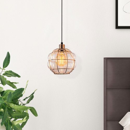 Glam skandináv csillár, rézbevonat, 23 cm átmérő, 111 cm magasság | Állítható magasságú, E27-es foglalat, elegáns dizájn modern terekhez