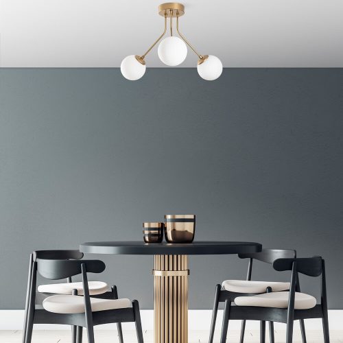 Elegáns arany csillár, fém test, 56 cm átmérő, 40 cm magasság | 3 x E14 aljzat, nem állítható | Tökéletes nappaliba és étkezőbe, stílusos kialakítás