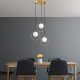 Elegáns arany csillár, állítható magasság 30-115 cm, fém test, 47 x 47 x 115 cm, 3 x E27 aljzat, tökéletes modern lakóterekbe, IP20 besorolás