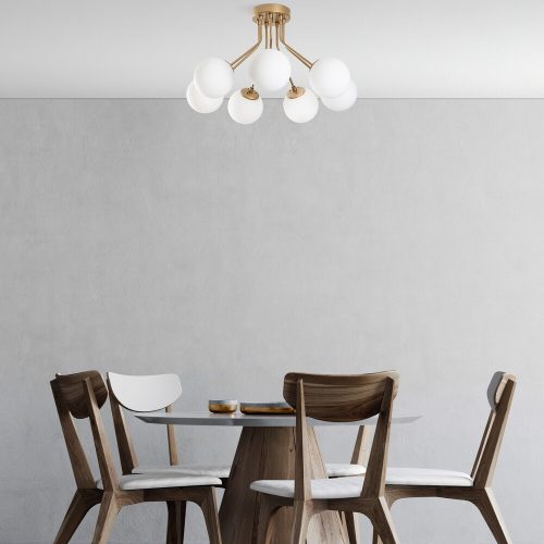 Elegáns arany csillár, fém test, 65 cm átmérő, 40 cm magasság | 7 x E14 aljzat, max 40W | Stílusos világítás a modern lakberendezéshez, IP20 besorolású
