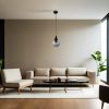 Elegáns, állítható csillár, fém test üvegsapkával, 15 cm átmérő, 70 cm magasság, E27 foglalat, fekete és füstölő felület | Modern terekbe tökéletes