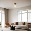 Elegáns fekete-borostyán csillár, fém test, 15 cm átmérő, 20 cm magasság, E27 aljzat Max 40W, IP20 | Tökéletes modern lakberendezéshez és világításhoz