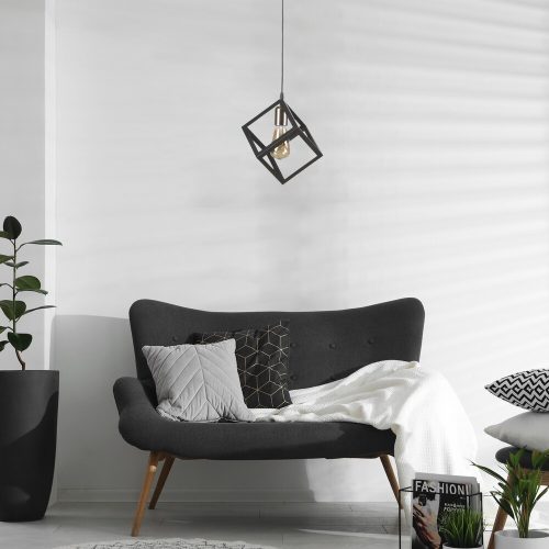 Elegáns fémcsillár, rézbevonatú, állítható magasságú 65 cm, 26 cm átmérőjű | E27 aljzat, max 40W | Tökéletes modern lakóterekbe és étkezőkbe