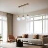 Elegáns fémcsillár üvegsapkával, 15 cm átmérőjű, 55 cm hosszú, állítható magasságú, E27 foglalat, fehér és arany kivitel | Modern terekbe tökéletes