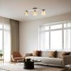 Elegáns csillár fém testtel és üvegsapkával, 15 cm átmérő, 20 cm magasság, 56 cm hosszúság | E27 aljzat, max 40 W, matt króm és borostyánsárga bevonat | Stílusos világítás modern terekbe