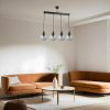 Elegáns fémcsillár, állítható magasságú 65 cm, 15 cm átmérőjű, fekete és füstölő felület, E27 aljzat Max 40W, IP20 | Tökéletes modern enteriőrbe