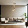 Elegáns borostyán és arany csillár, fém test, 30 cm átmérő, állítható magasság 70 cm, E27 aljzat Max 40W, IP20 | Tökéletes a modern dekorációhoz és hangulathoz