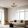Elegáns borostyán és arany csillár, fém test, 40 cm átmérő, 30 cm magasság | E27 aljzat, max 40W, IP20 | Tökéletes modern lakóterekbe és étkezőkbe