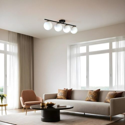 Elegáns fekete-fehér csillár, fém test, 15 cm átmérő, 20 cm magasság, 75 cm hosszúság, E27 aljzat, max 40W, IP20 | Tökéletes modern enteriőrbe