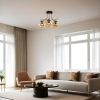 Elegáns borostyán-fekete csillár, fém test, 50 cm átmérő, 32 cm magasság, E27 aljzat Max 40W, IP20 | Tökéletes modern lakóterekbe és étkezőkbe