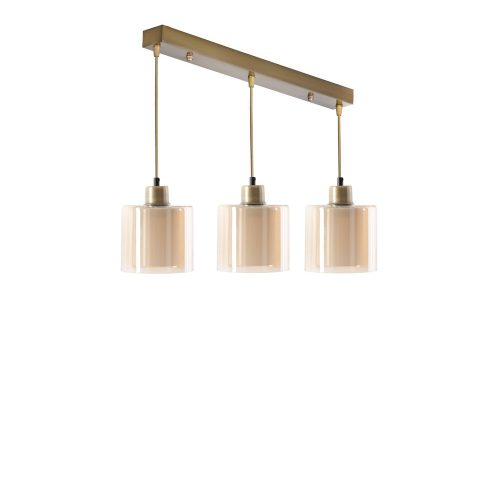 Elegáns rézcsillár, 55 cm hosszúság, 14 cm átmérő, 70 cm magasság | 100% fém, állítható magasságú, E27 foglalat | Glam és skandináv design