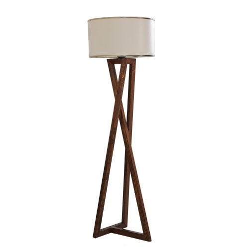 Elegáns diófa állólámpa, 150 cm magas, fa ház, szövet sapka, E27 foglalat, 40W Max | Stílusos világítás modern lakóterekbe és irodákba