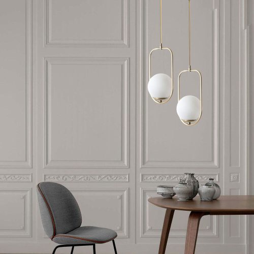 Glam skandináv csillár, 70 cm Magasság, 25 cm Átmérő | 100% fém, E27 foglalat, fehér és réz | Sütőben szárított festék, tönkrement bevonat, elegáns design