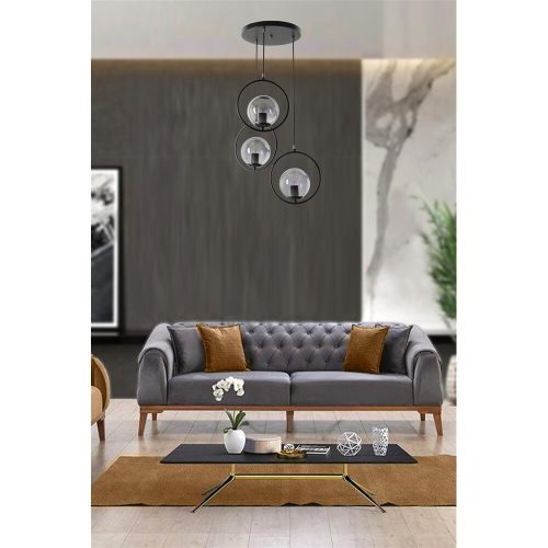Ipari skandináv csillár, 70 cm Magasság, 30 cm Átmérő | 100% fém, fekete felület, E27 aljzat, max 40 W | Stílusos világítás modern terekbe