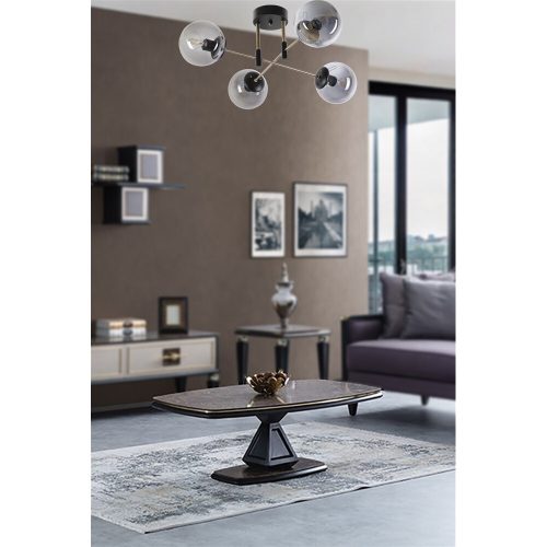 Skandináv csillár, 65 cm Átmérő, 35 cm Magasság | 100% fém, fekete és füst színek, E27 foglalat, sütőben szárított festék | Elegáns világítás modern terekbe